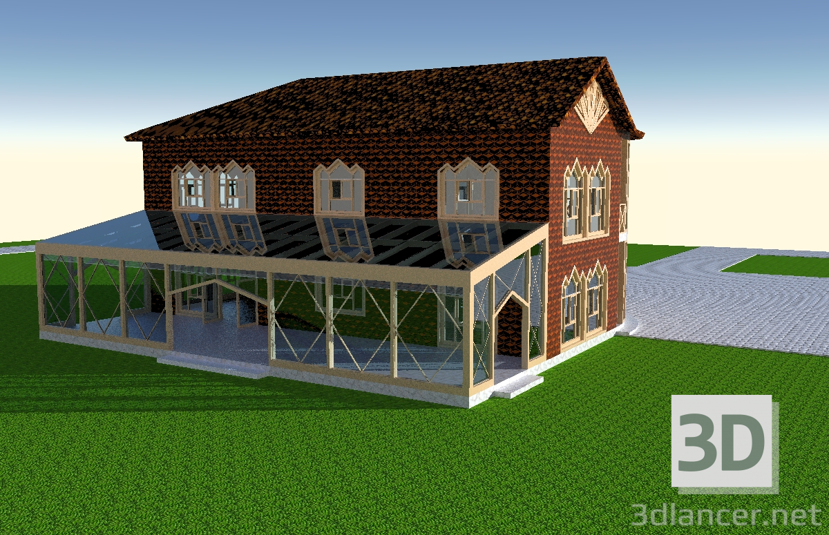 Modelo 3d Casa com varanda - preview