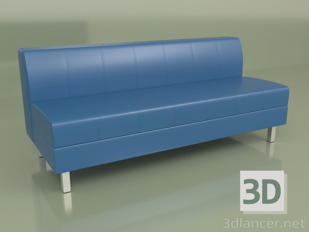 3d model Section Flagship 3-seater (Blue leather) - preview