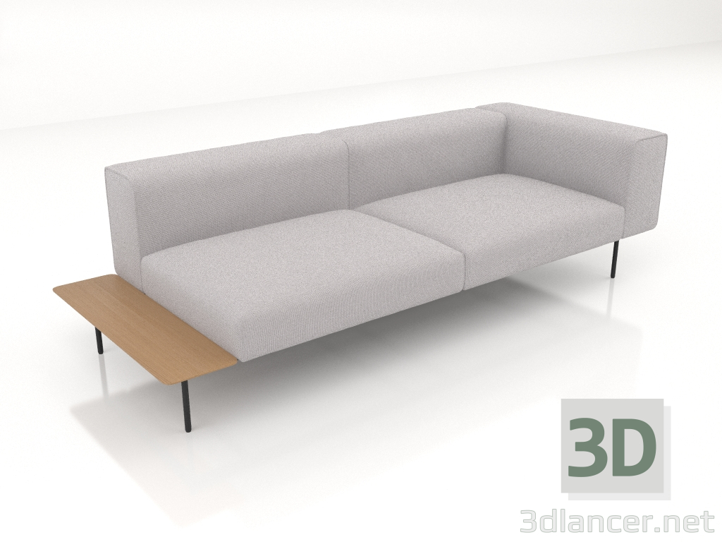 3d model A 3-seater sofa module with a back, an armrest on the right and a shelf on the left - preview