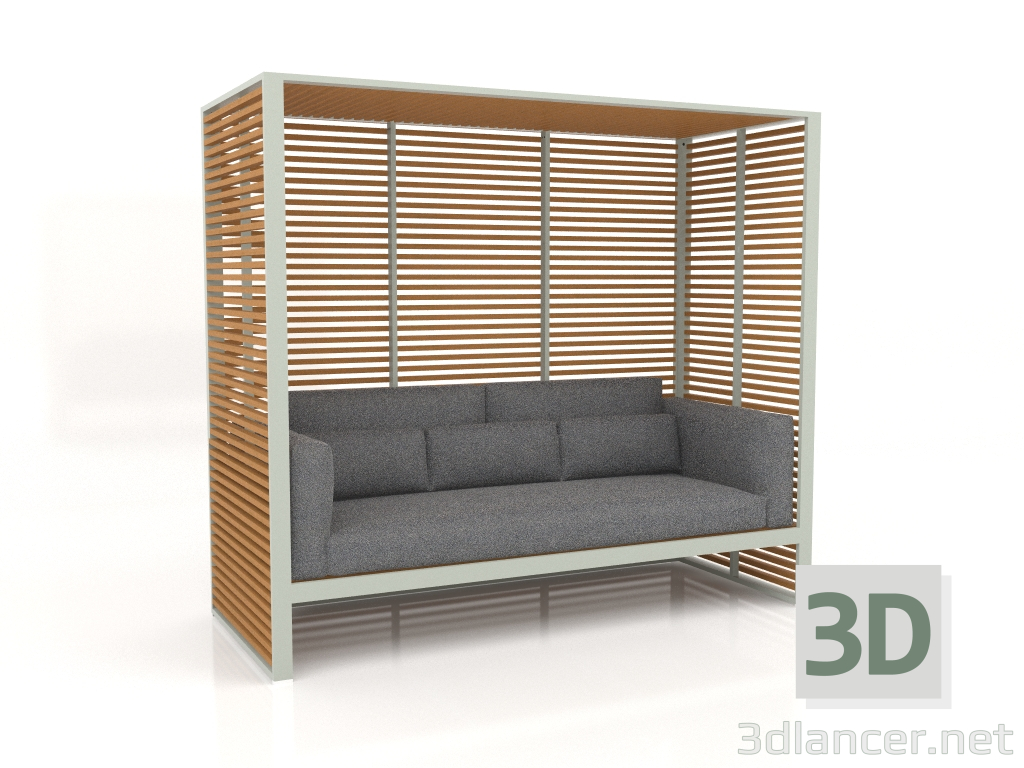 3d model Sofá Al Fresco con estructura de aluminio de madera artificial y respaldo alto (Gris cemento) - vista previa