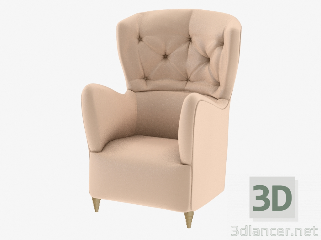 3d model Sillón con apoyabrazos rizados - vista previa