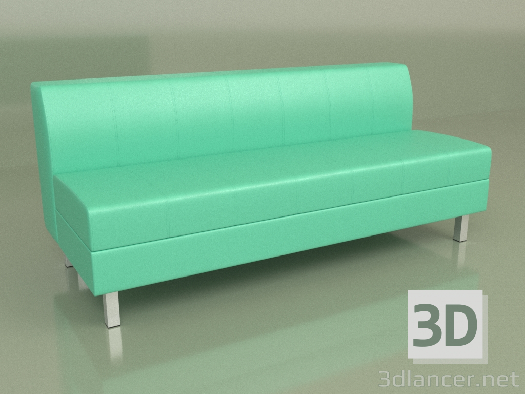 3d model Section Flagship 3-seater (Green leather) - preview