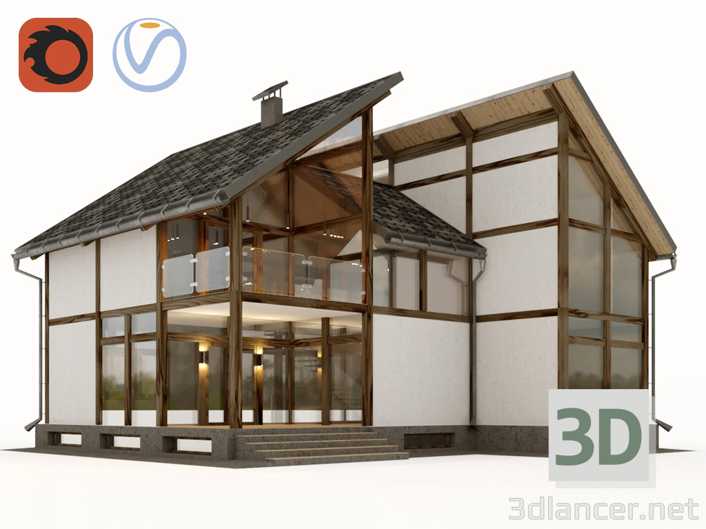 3d Modern fachwerk model buy - render