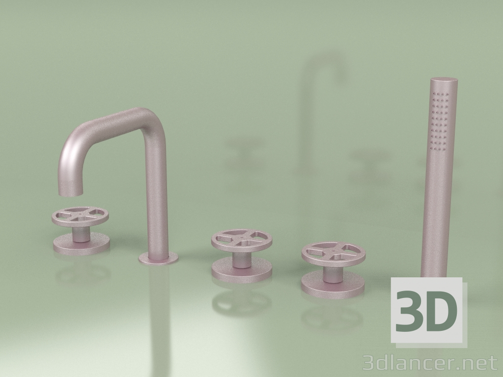 3d model Mezclador con caño giratorio y mezclador hidroprogresivo con ducha de mano (20 98, OR) - vista previa