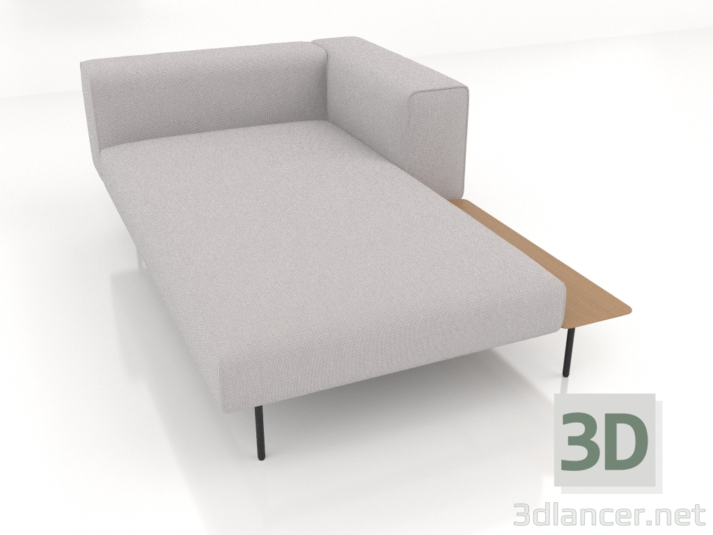 3d model Chaise longue con reposabrazos y estante a la derecha - vista previa