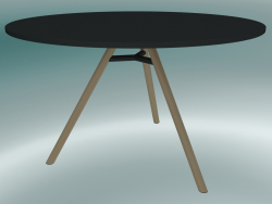 MART Tisch (9835-01 (Ø 120 cm), H 73 cm, HPL schwarz, Aluminium, Esche naturfurniert)