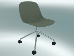 Chaise pivotante Fibre sur 4 roues (Dusty Green, Chrome)