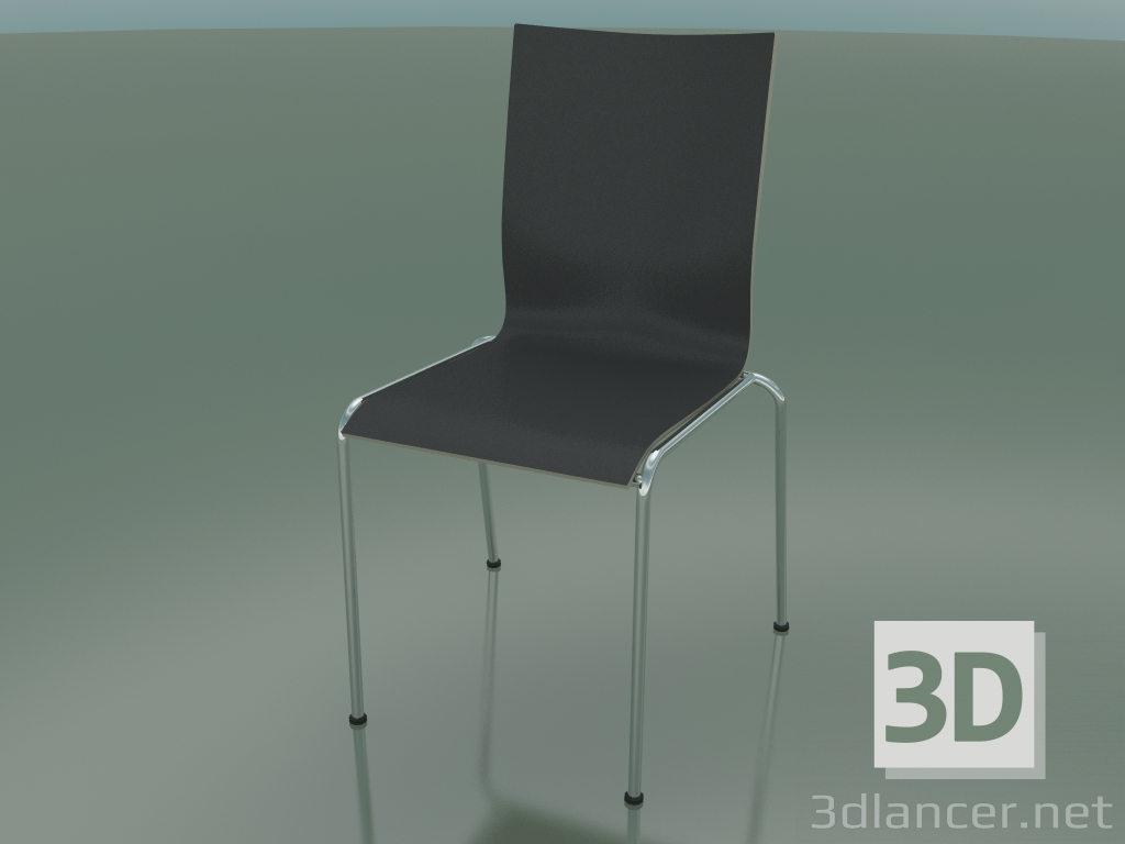 3d model Silla con respaldo alto de 4 patas sin tapizar (104) - vista previa