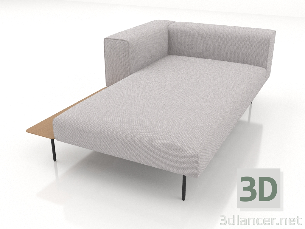 modello 3D Chaise longue con bracciolo e ripiano a sinistra - anteprima