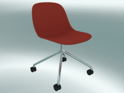 Chaise pivotante en fibre sur 4 roues (Dusty Red, Chrome)