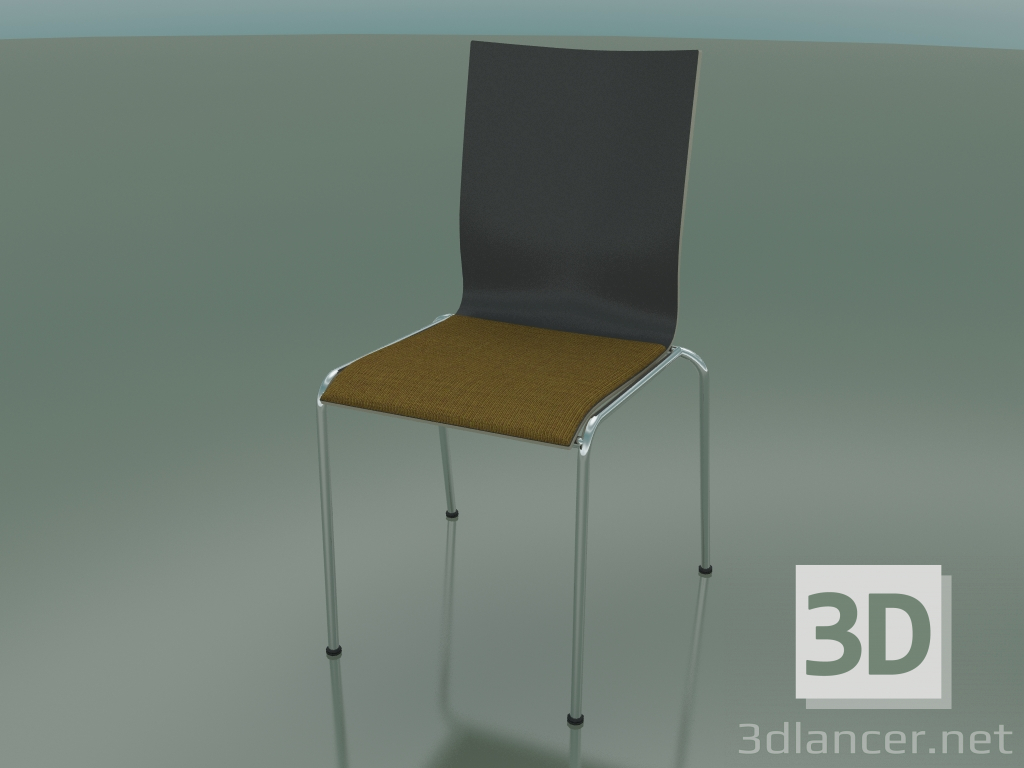 3d model 4-leg high back chair with fabric upholstery (104) - preview