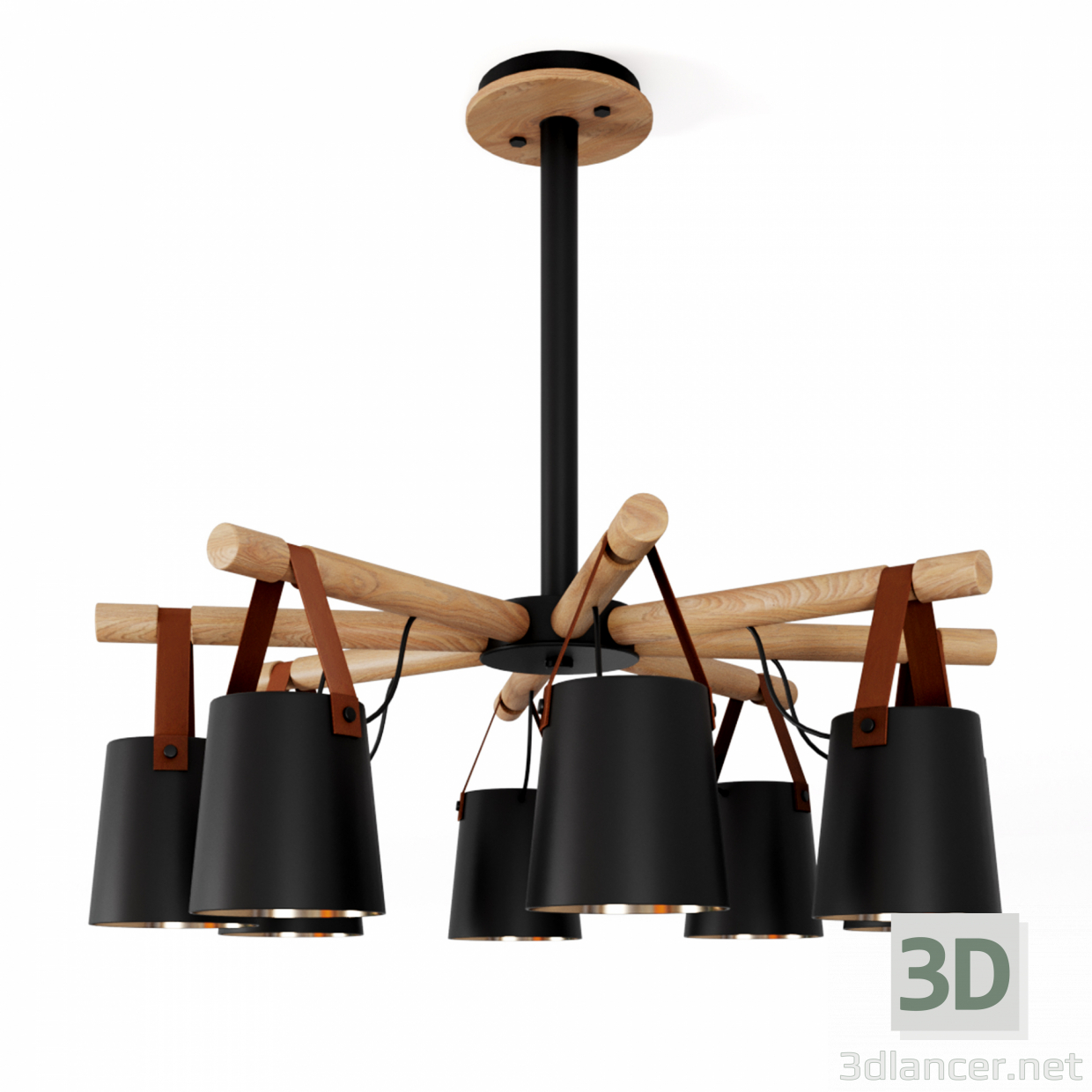 3d Modern Nordic Drop Down Pendant Chandelier 8 модель купить - ракурс