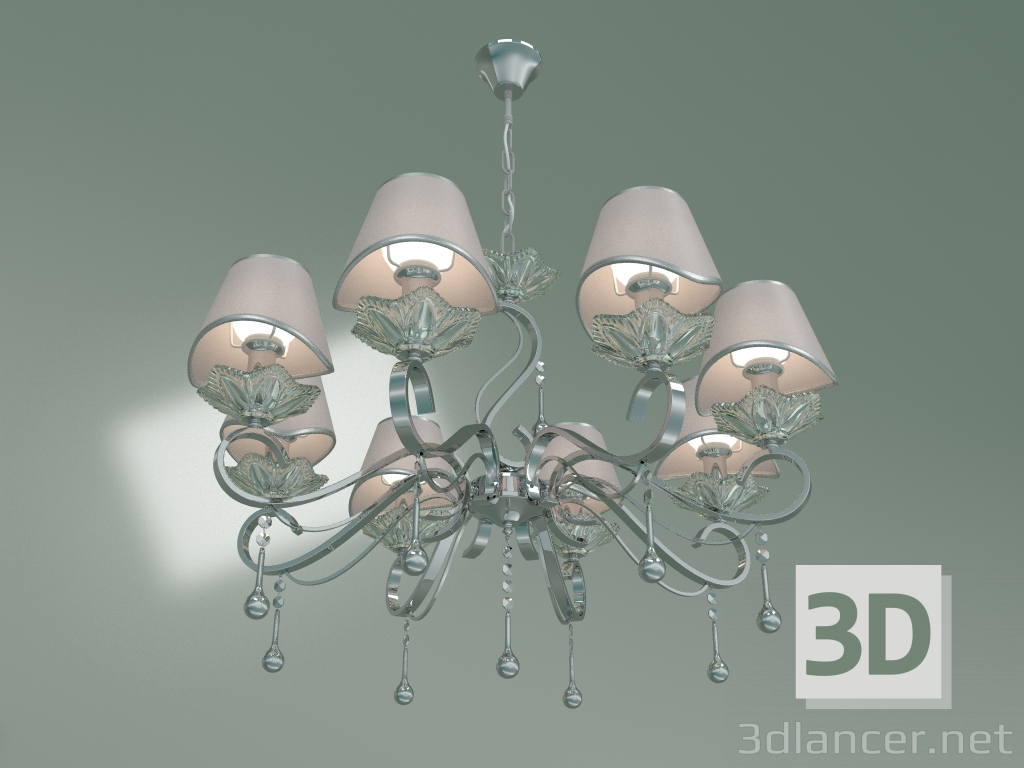 modello 3D Lampadario a sospensione 10085-8 (Strotskis in cristallo cromo-trasparente) - anteprima