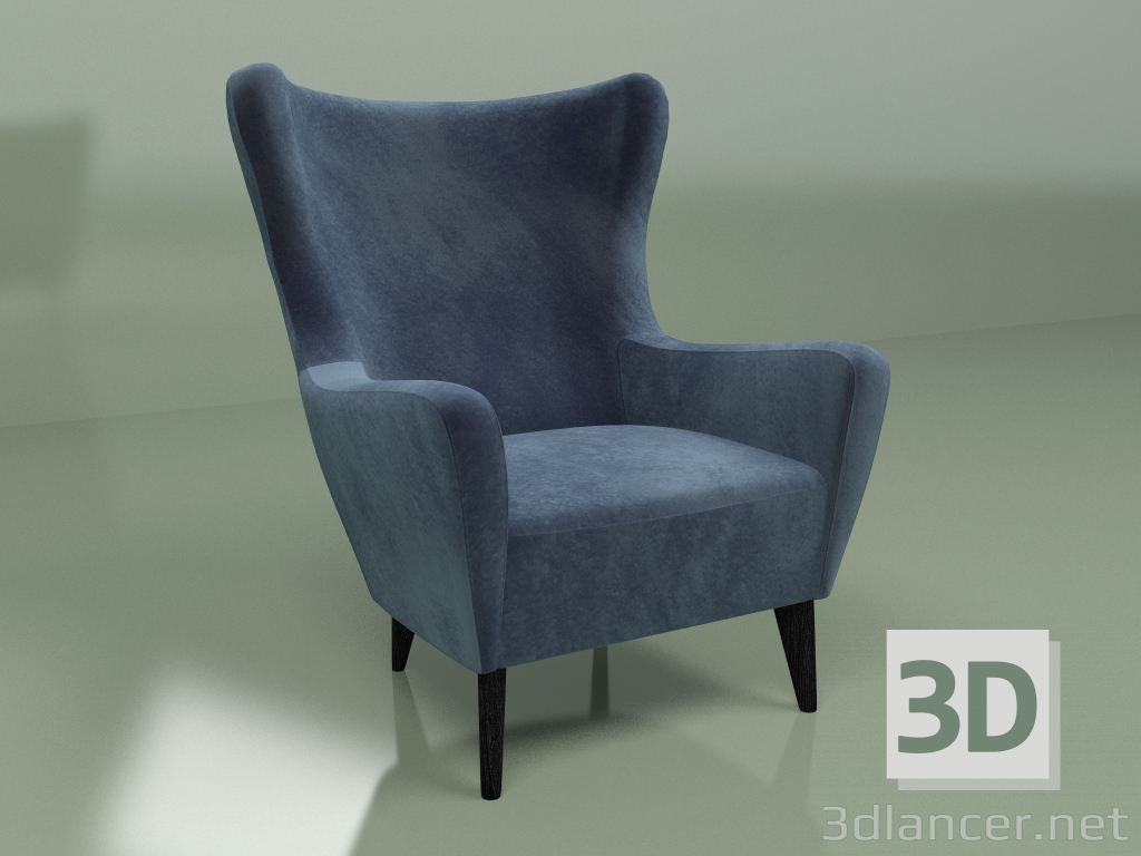 modello 3D Poltrona Elsa (blu scuro) - anteprima