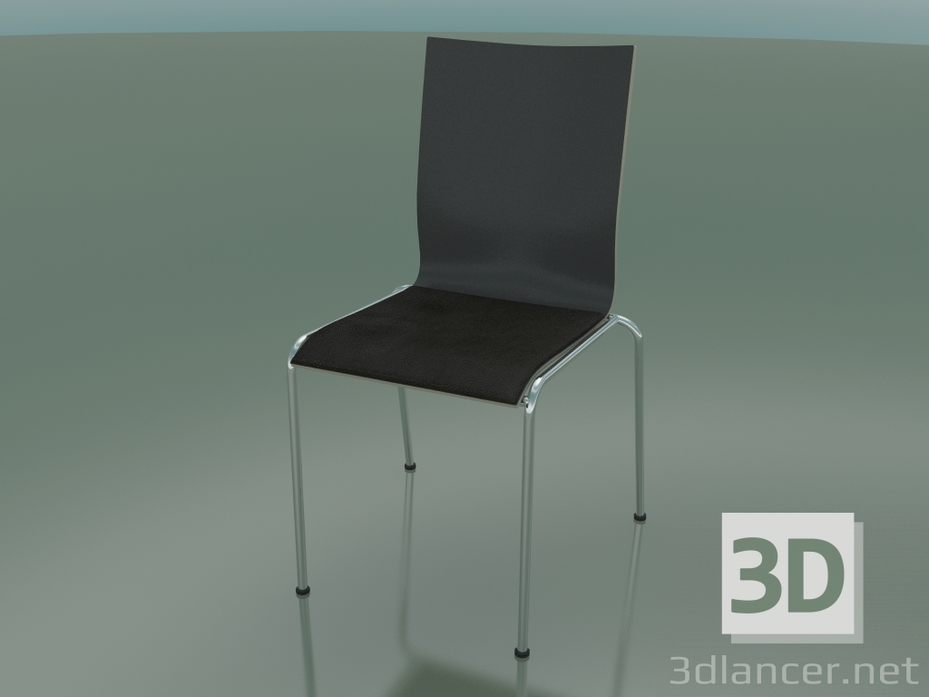 Modelo 3d Cadeira de 4 pés com encosto alto com estofamento em couro (104) - preview