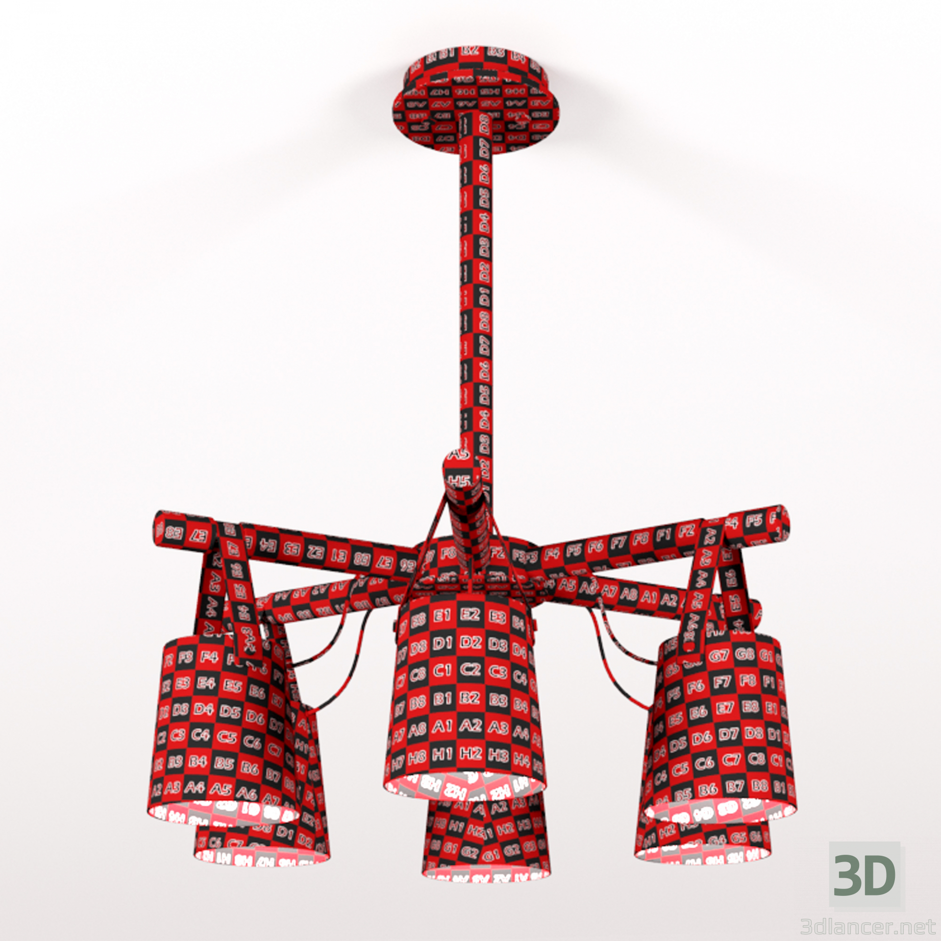 3d Modern Nordic Drop Down Pendant Chandelier 6 model buy - render