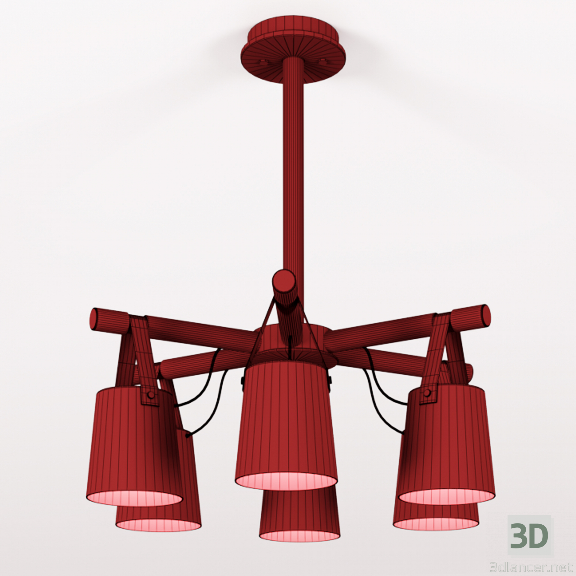 3d Modern Nordic Drop Down Pendant Chandelier 6 model buy - render