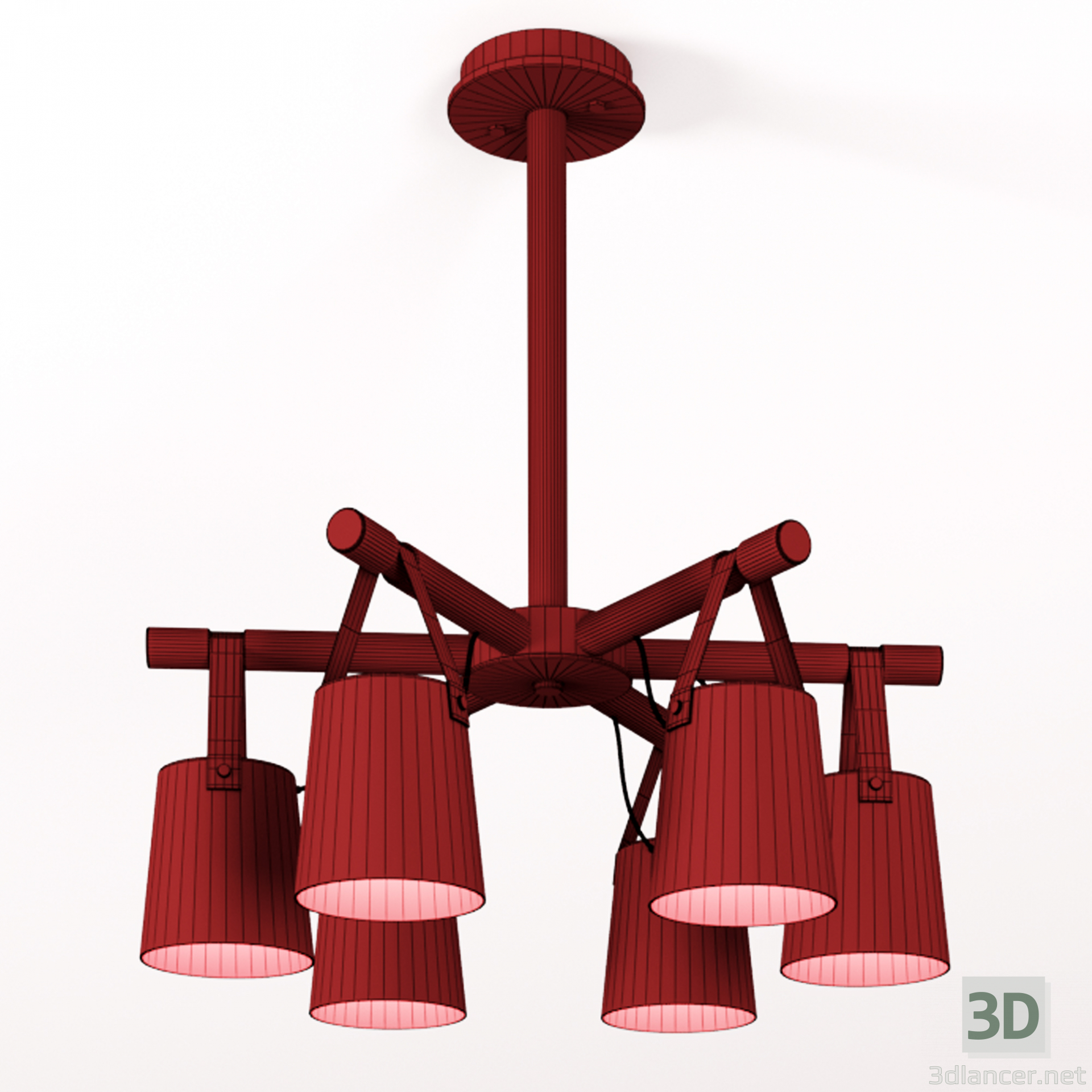 3d Modern Nordic Drop Down Pendant Chandelier 6 model buy - render