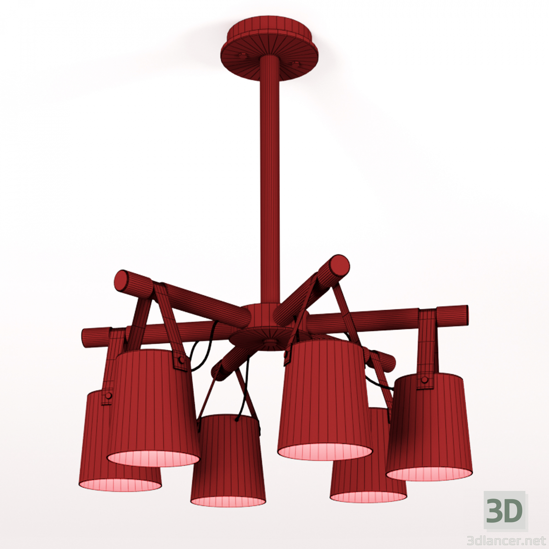 3d Modern Nordic Drop Down Pendant Chandelier 6 model buy - render