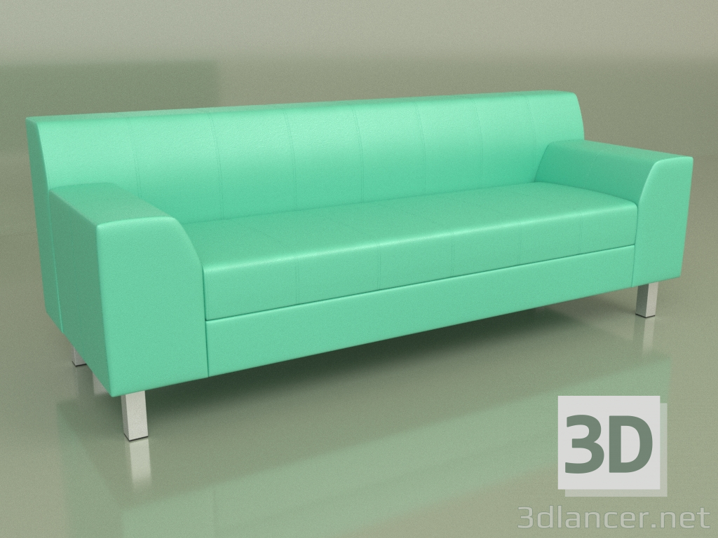 modello 3D Divano Flagship 3 posti (pelle verde) - anteprima