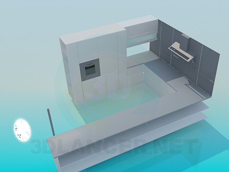 3d model Cocina en estilo high-tech - vista previa