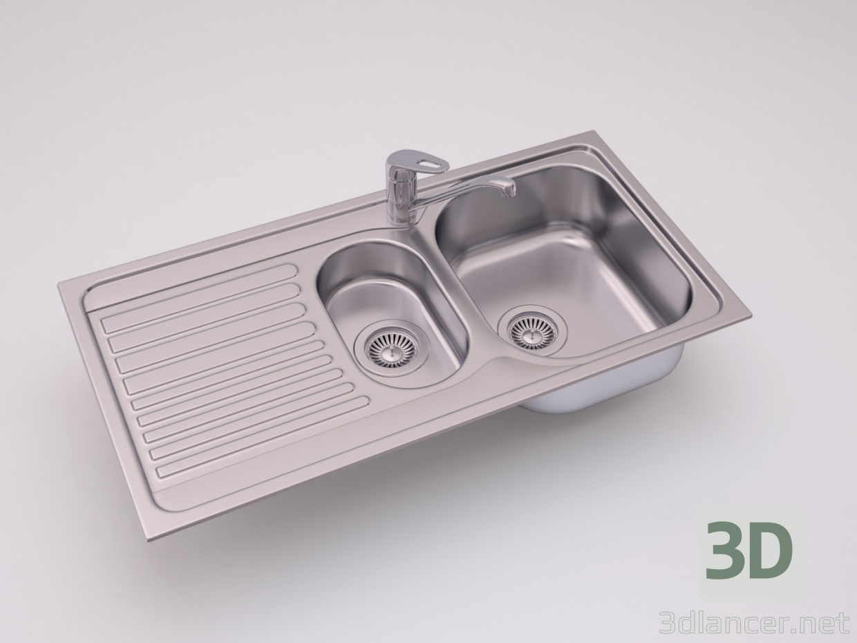 3d Blanco TIPO 6S Basic kitchen sink model buy - render