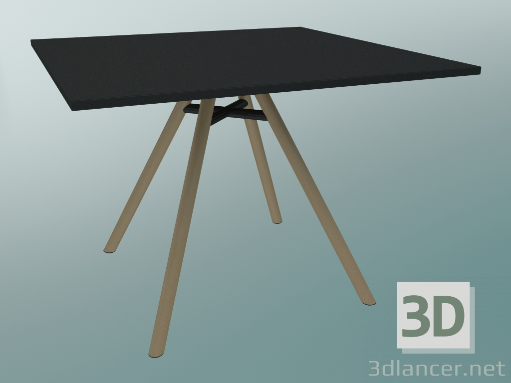 modèle 3D Table MART (9843-01 (100x100cm), H 73cm, noir HPL, aluminium, plaqué frêne naturel) - preview