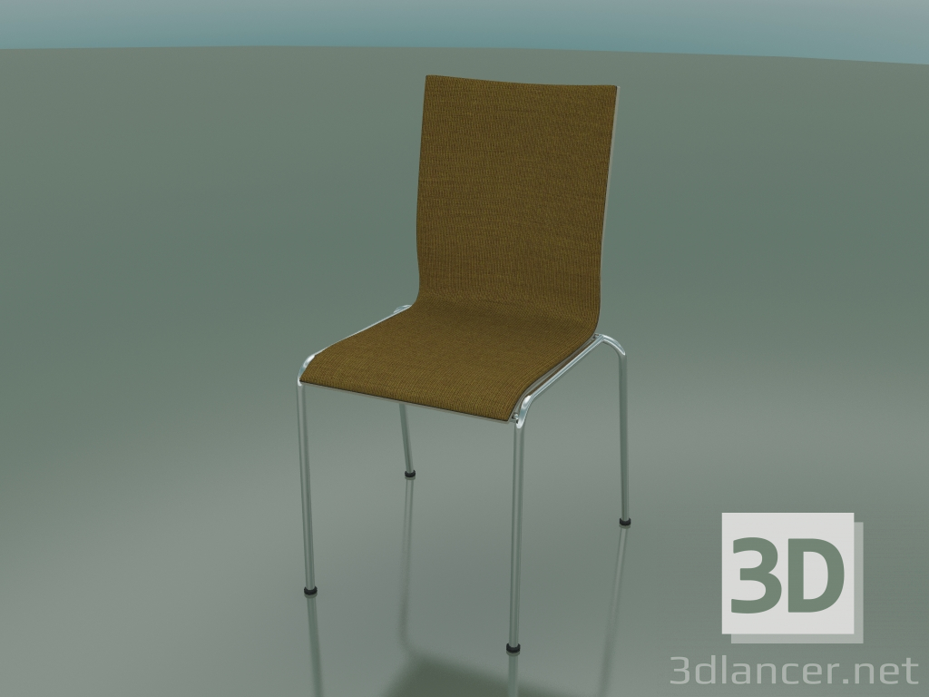 3d model 4-leg high back chair with fabric upholstery (104) - preview