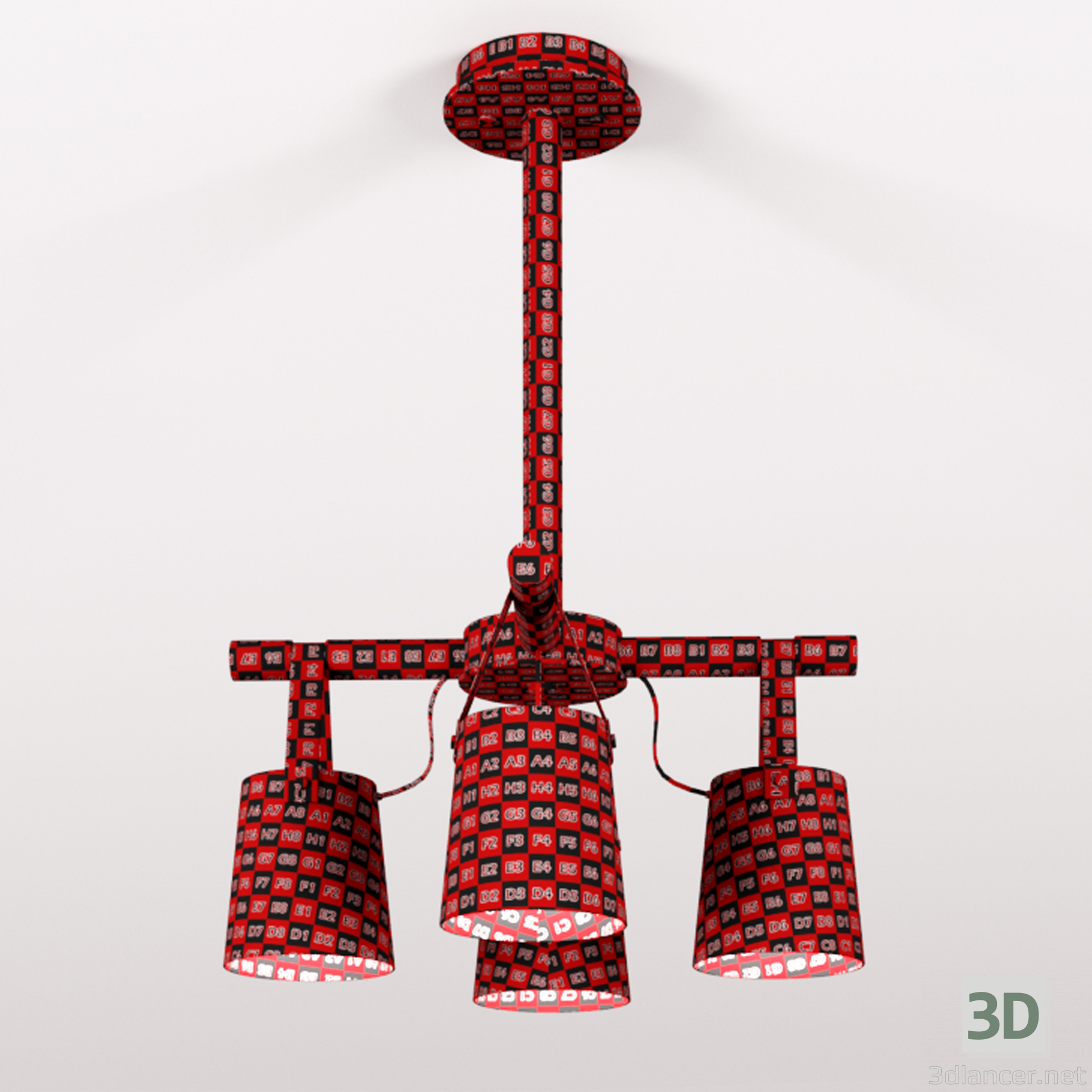 3d Modern Nordic Drop Down Pendant Chandelier 4 модель купить - ракурс