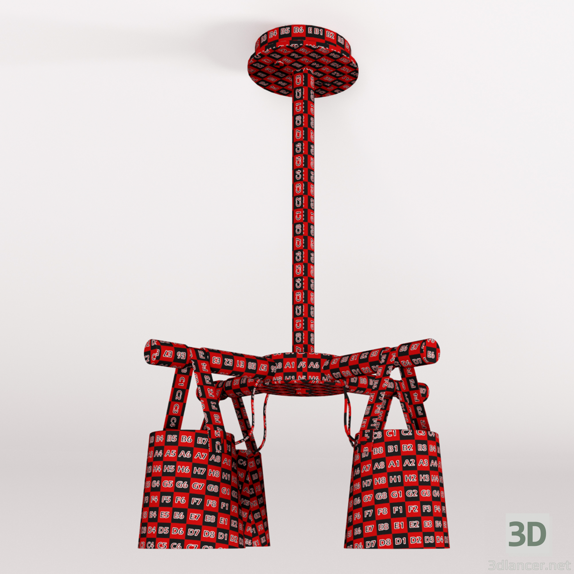 modello 3D di Lampadario moderno a sospensione a caduta nordica 4 comprare - rendering