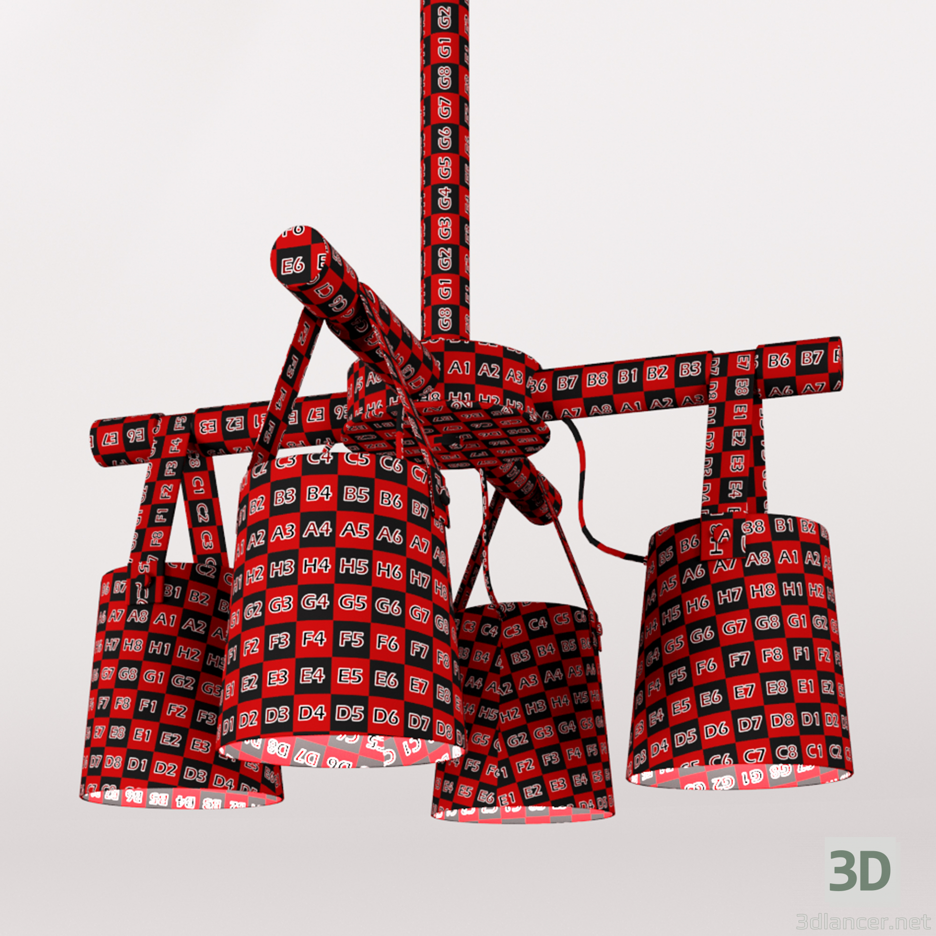 modello 3D di Lampadario moderno a sospensione a caduta nordica 4 comprare - rendering