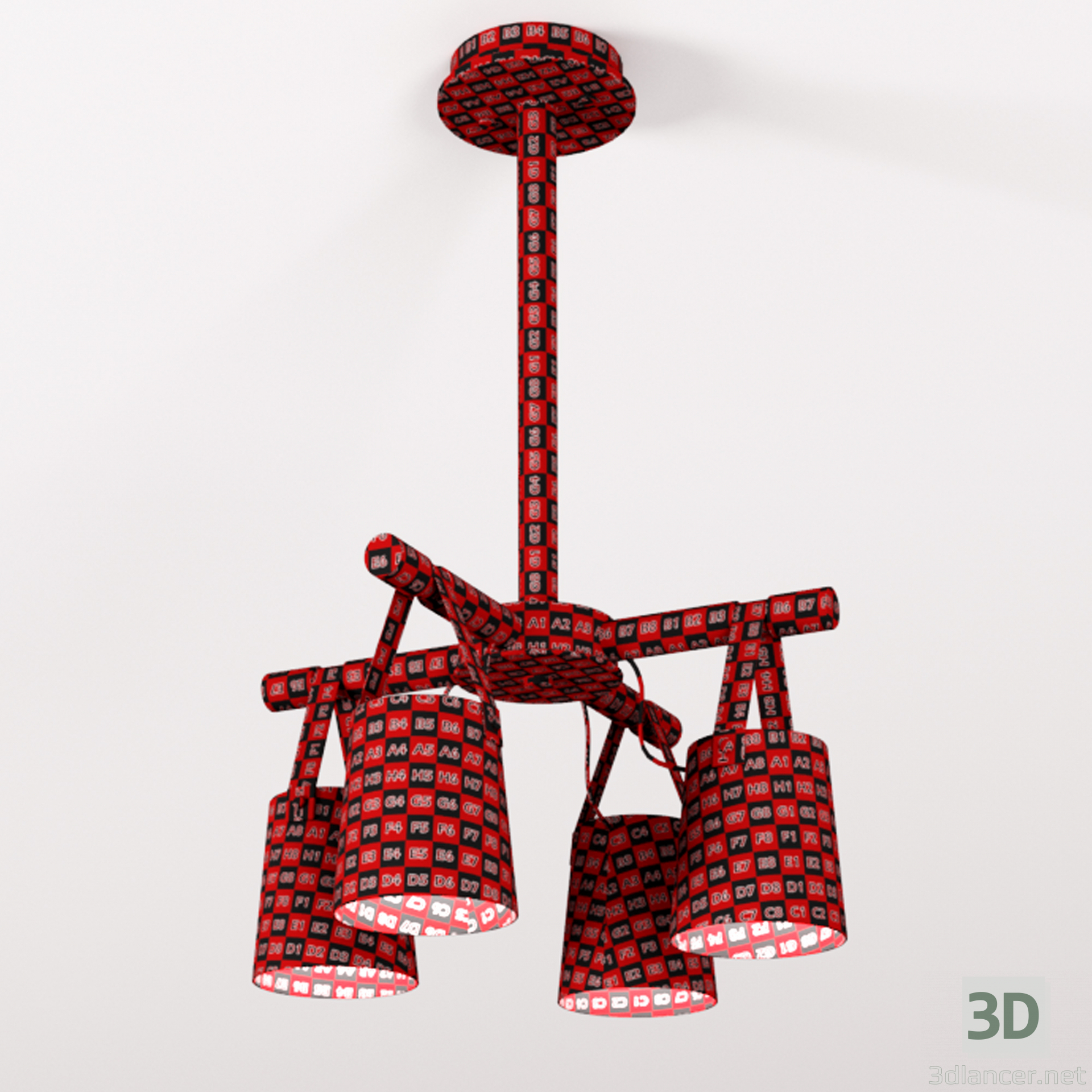 3d Modern Nordic Drop Down Pendant Chandelier 4 модель купить - ракурс