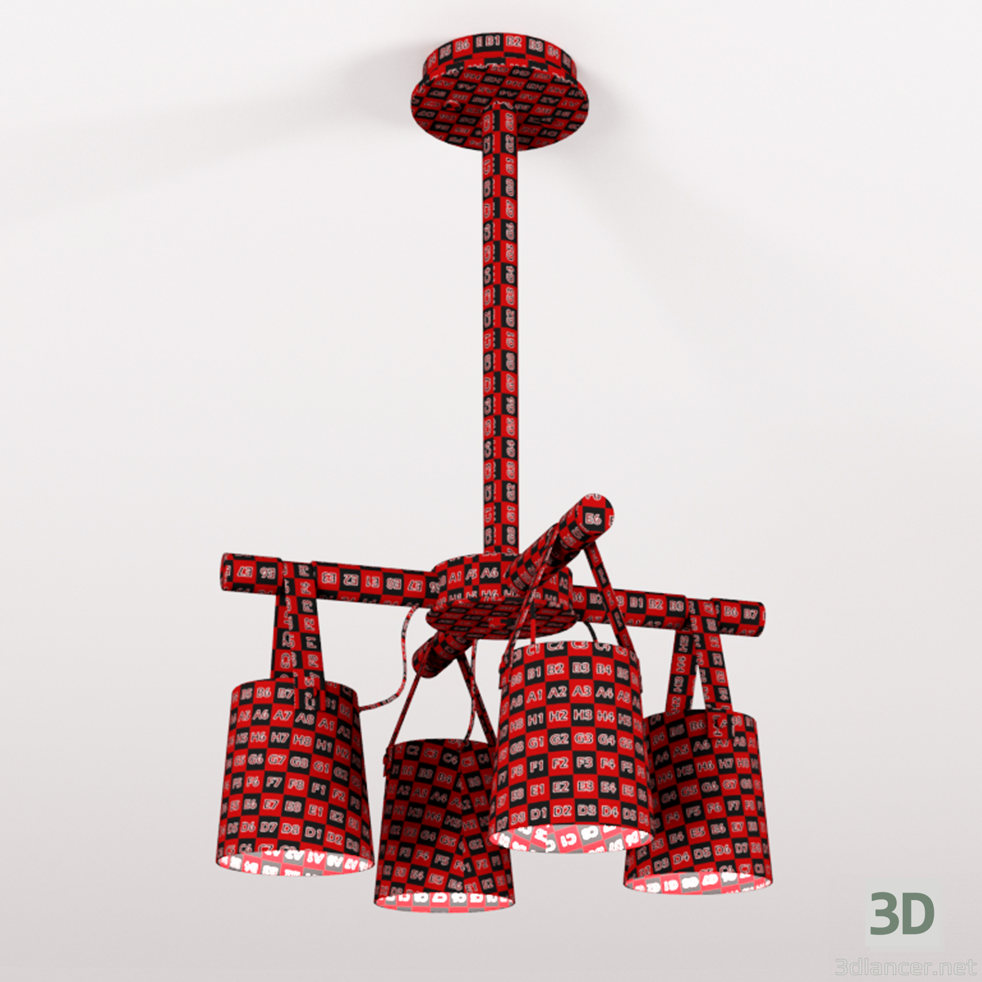 modello 3D di Lampadario moderno a sospensione a caduta nordica 4 comprare - rendering