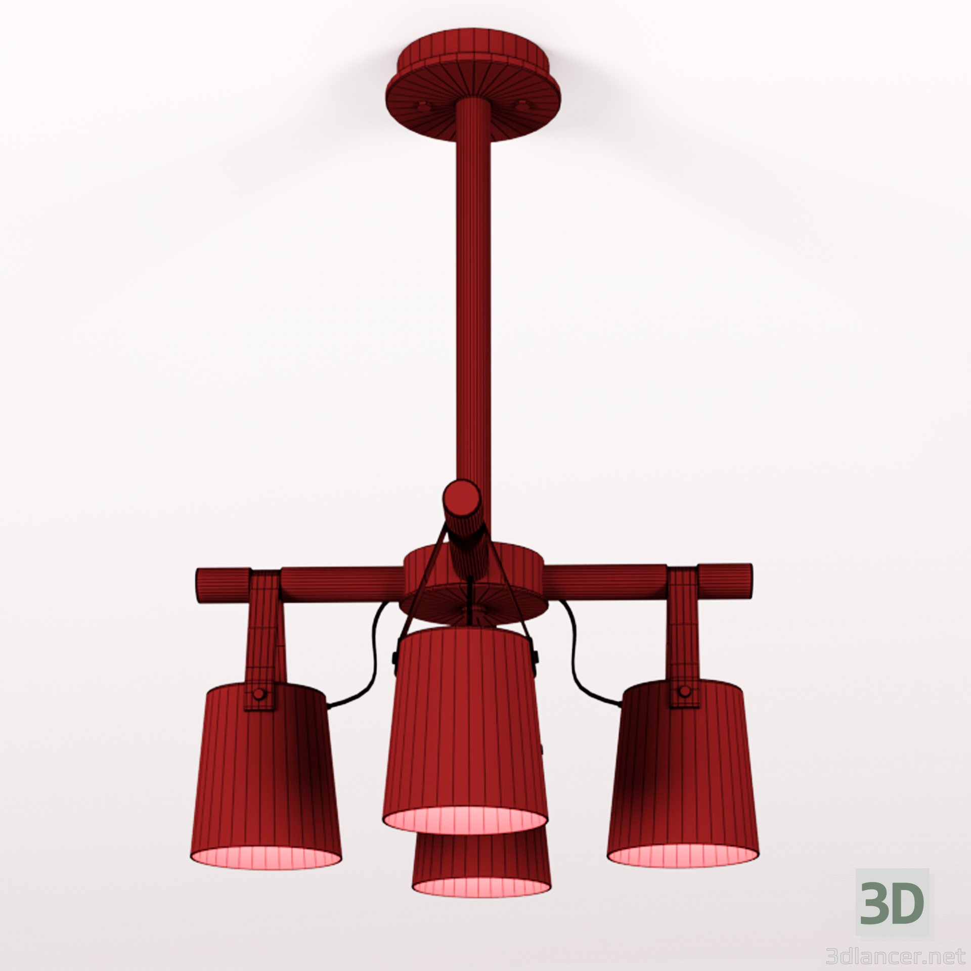 3d Modern Nordic Drop Down Pendant Chandelier 4 модель купить - ракурс