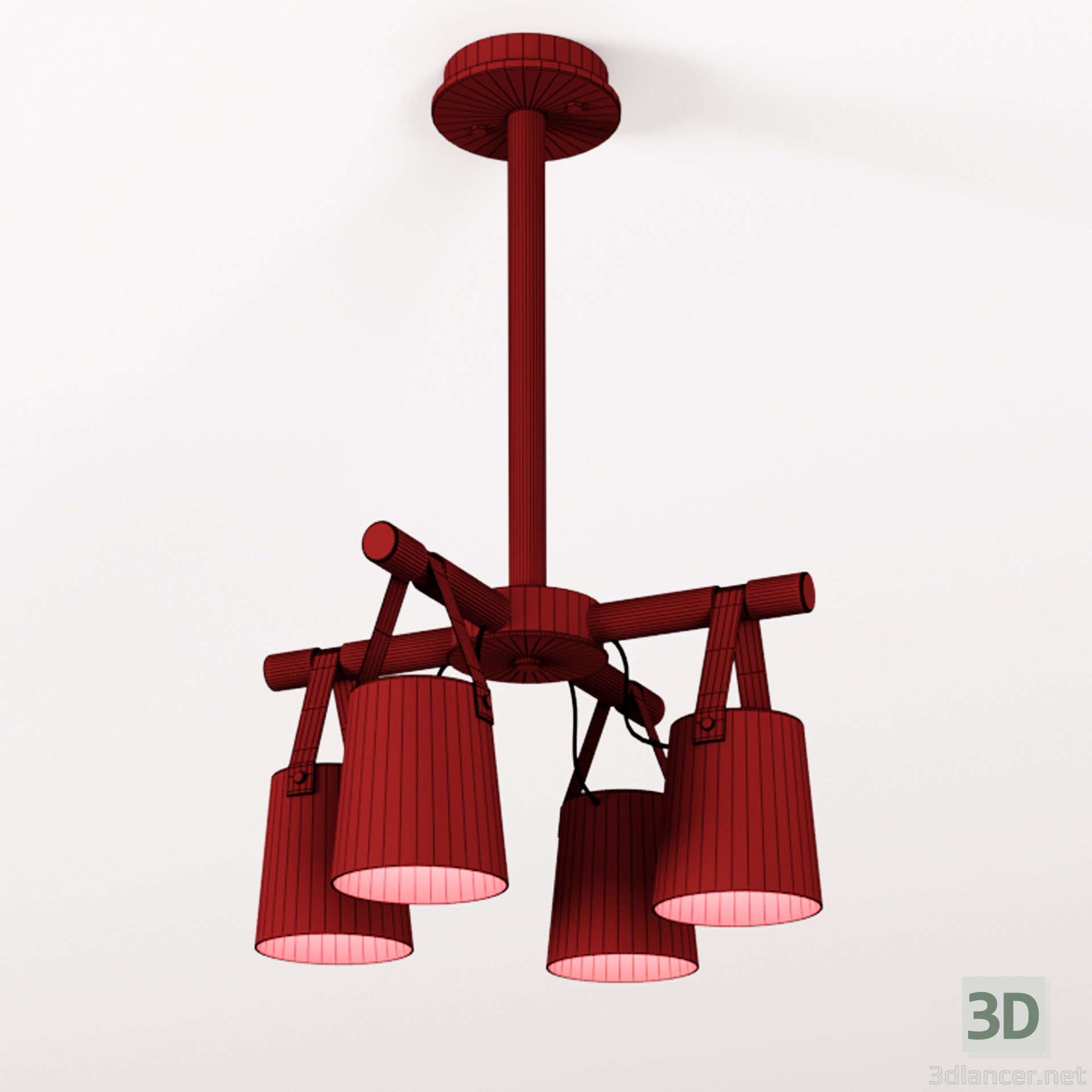 3d Modern Nordic Drop Down Pendant Chandelier 4 модель купить - ракурс