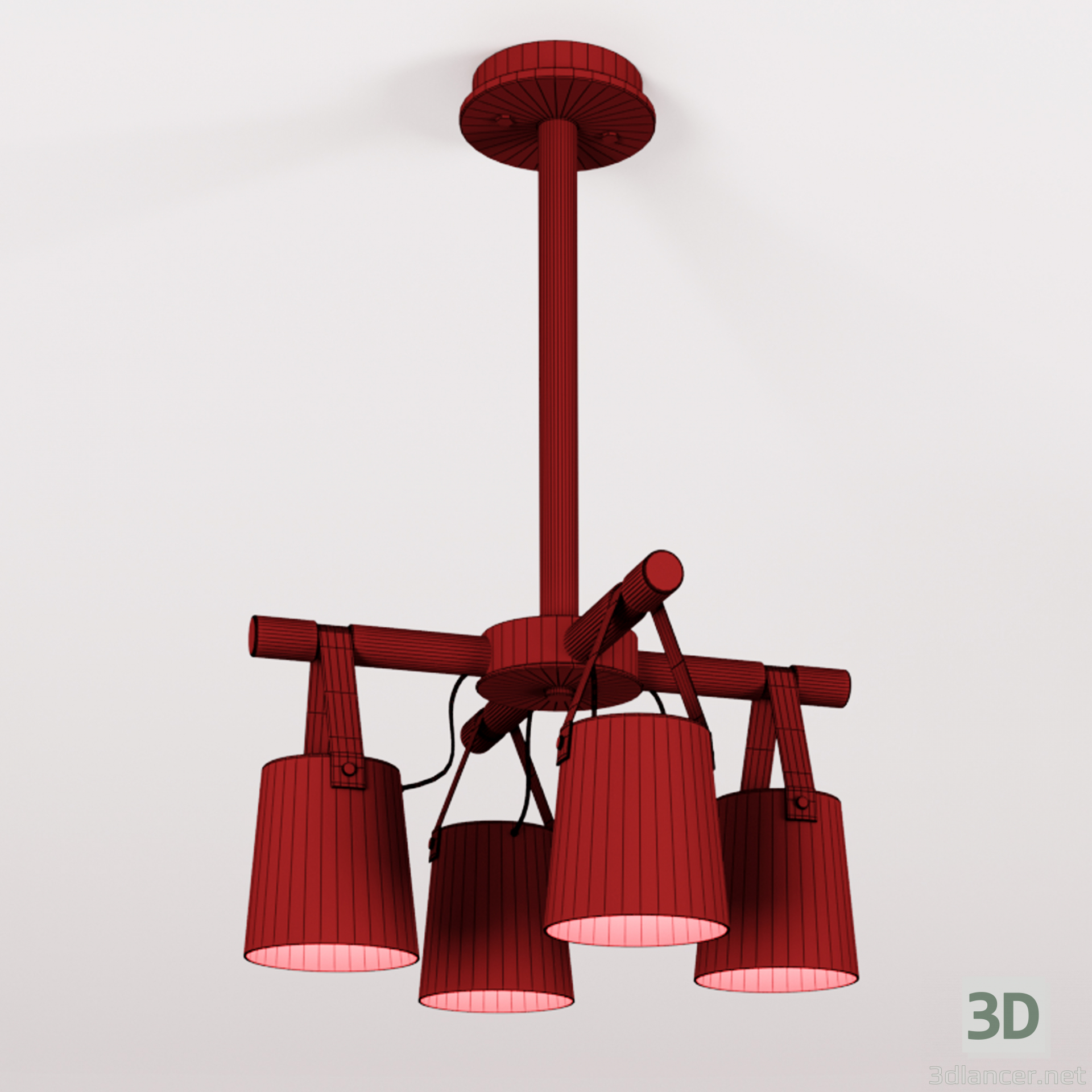 3d Modern Nordic Drop Down Pendant Chandelier 4 модель купить - ракурс