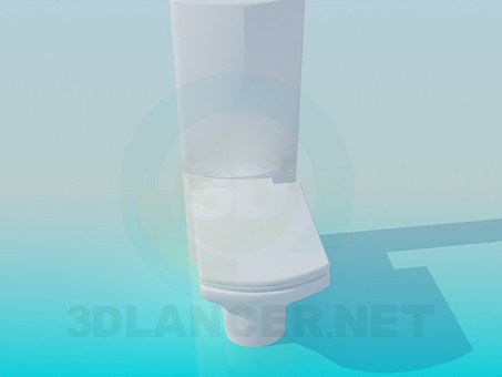 Modelo 3d Banheiro com vaso sanitário de descarga de alta - preview