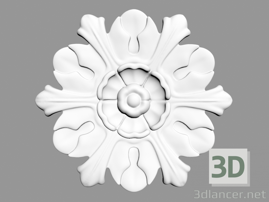 3D Modell Rosette (Formteil) R12 (19,5 x 19,5 x 1,8 - Ø 20 cm) - Vorschau