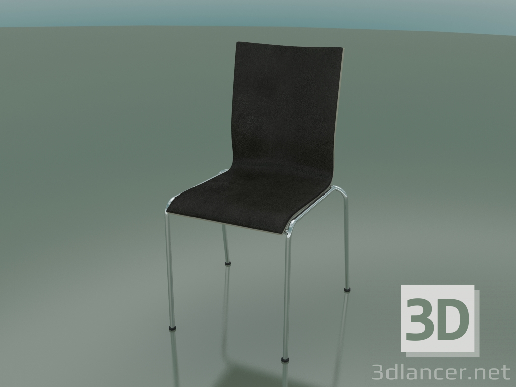 3d model 4-leg high back chair with leather interior upholstery (104) - preview