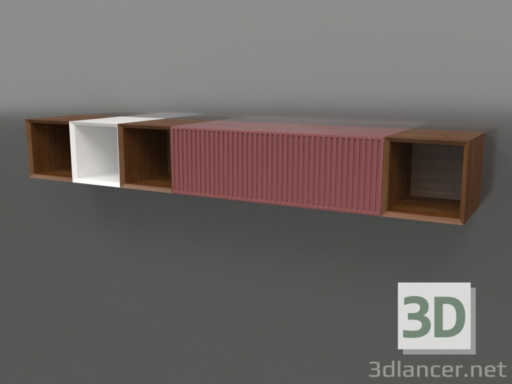 Modelo 3d Conjunto de prateleiras ST 06 (1800x315x250, madeira castanha clara) - preview