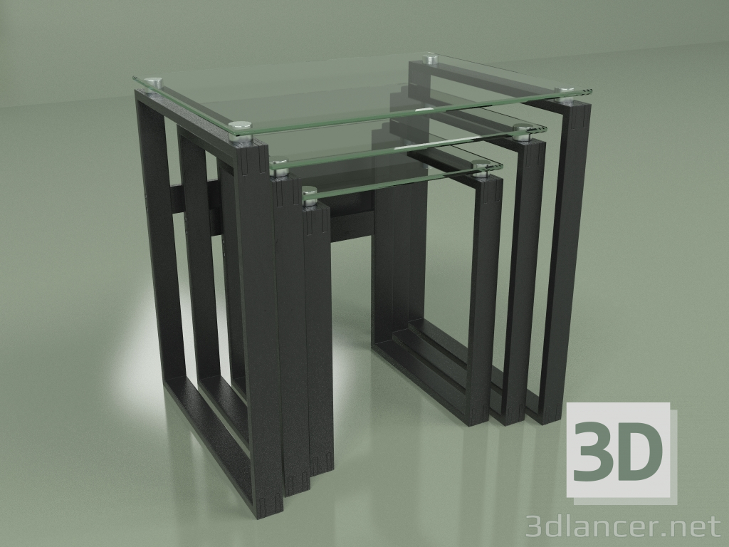 3d model Matrix coffee table set (black) - preview