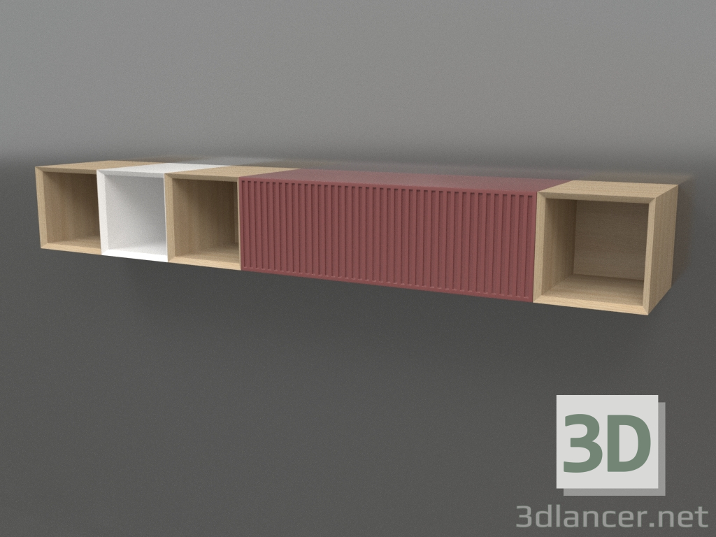 modèle 3D Set d'étagères ST 06 (1800x315x250, bois blanc) - preview