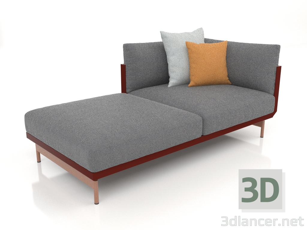 3d model Módulo sofá sección 2 izquierda (Rojo vino) - vista previa