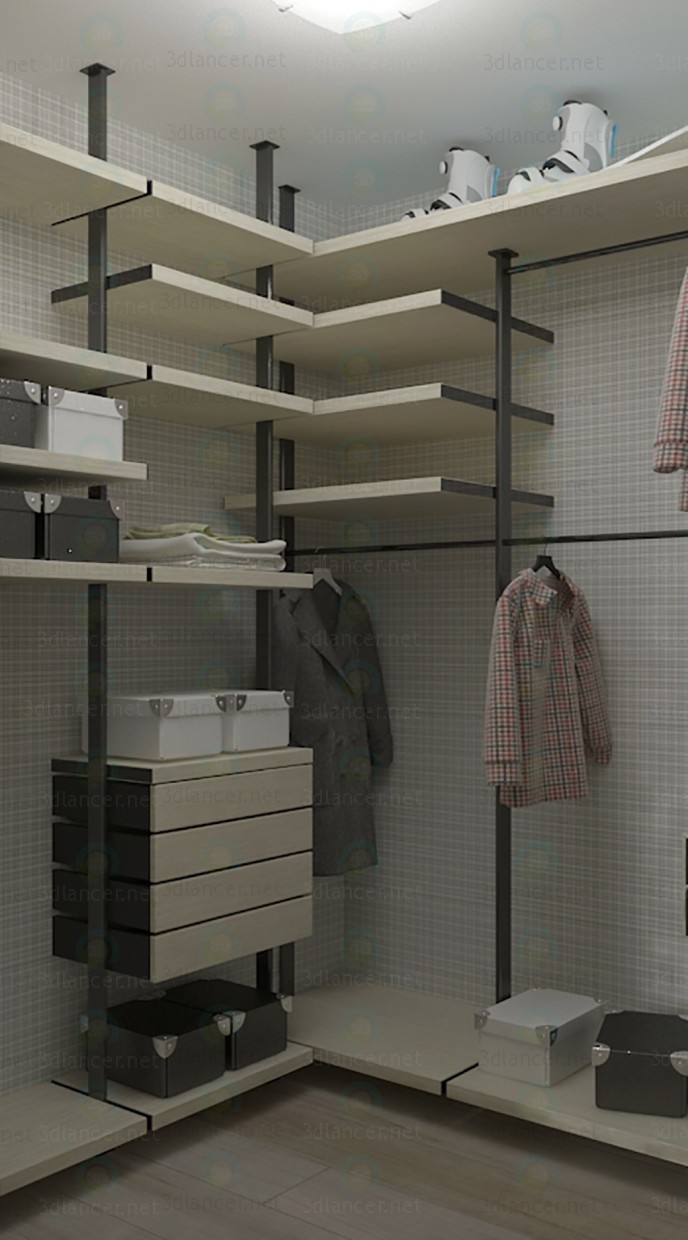 3D Modell Moderne Garderobe 1680 x 1870 x 2830 (h) mm - Vorschau