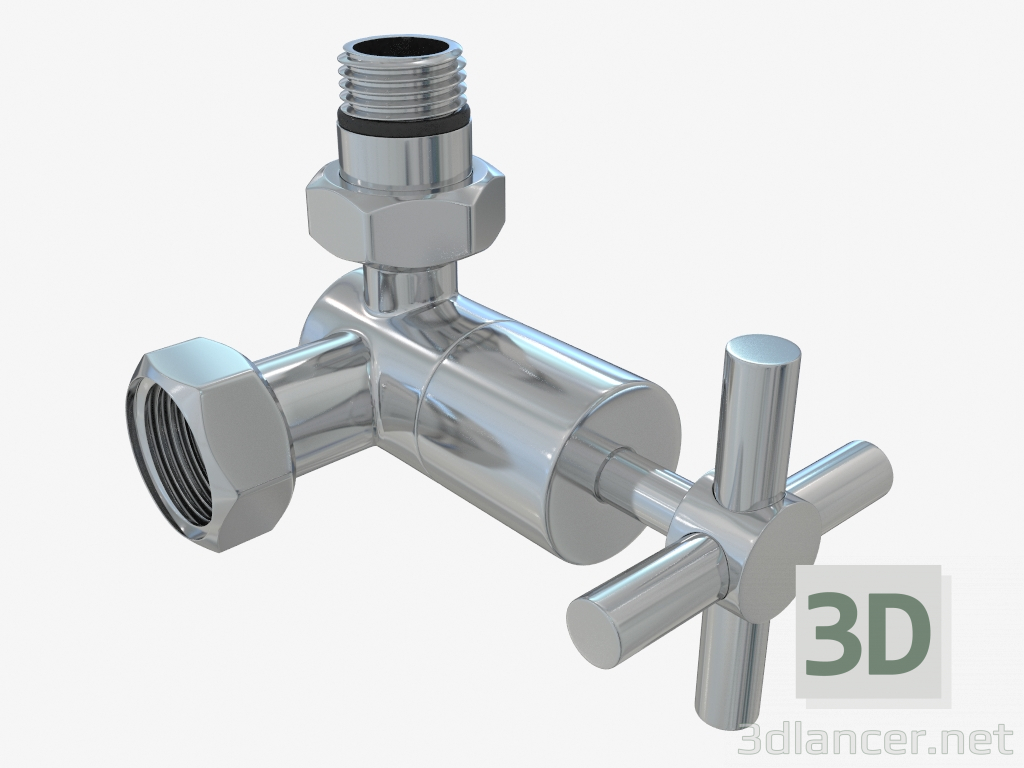 3d model Válvula 3D derecha (cruz) G 1/2 "HP x G 3/4" NG - vista previa