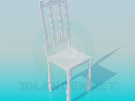 3d model Silla de madera con patas talladas - vista previa