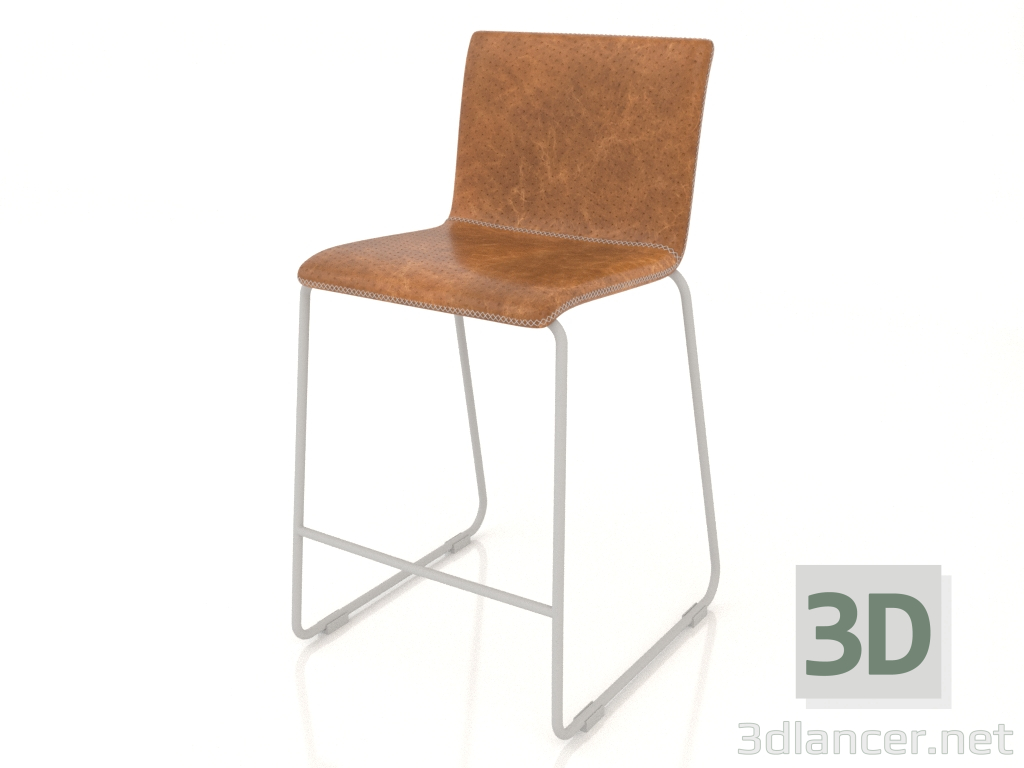 3d model Silla media barra Harris (marrón-acero) - vista previa