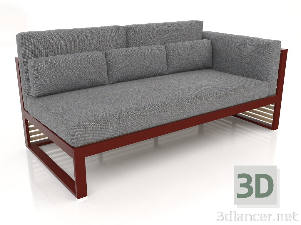 Modelo 3d Sofá modular, secção 1 direita, encosto alto (Vinho tinto) - preview