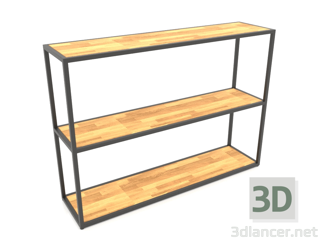 modèle 3D Rack-console rectangulaire (BOIS, 120x30x86, 3 étagères) - preview