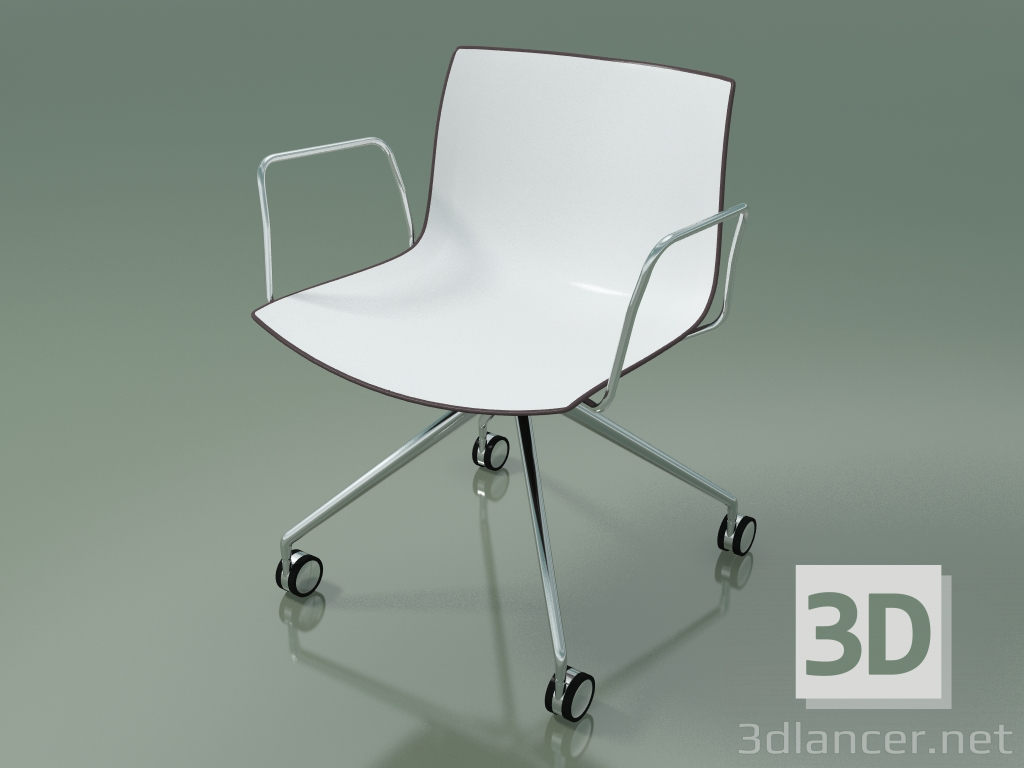 3d model Silla 2055 (4 ruedas, con reposabrazos, LU1, polipropileno bicolor) - vista previa